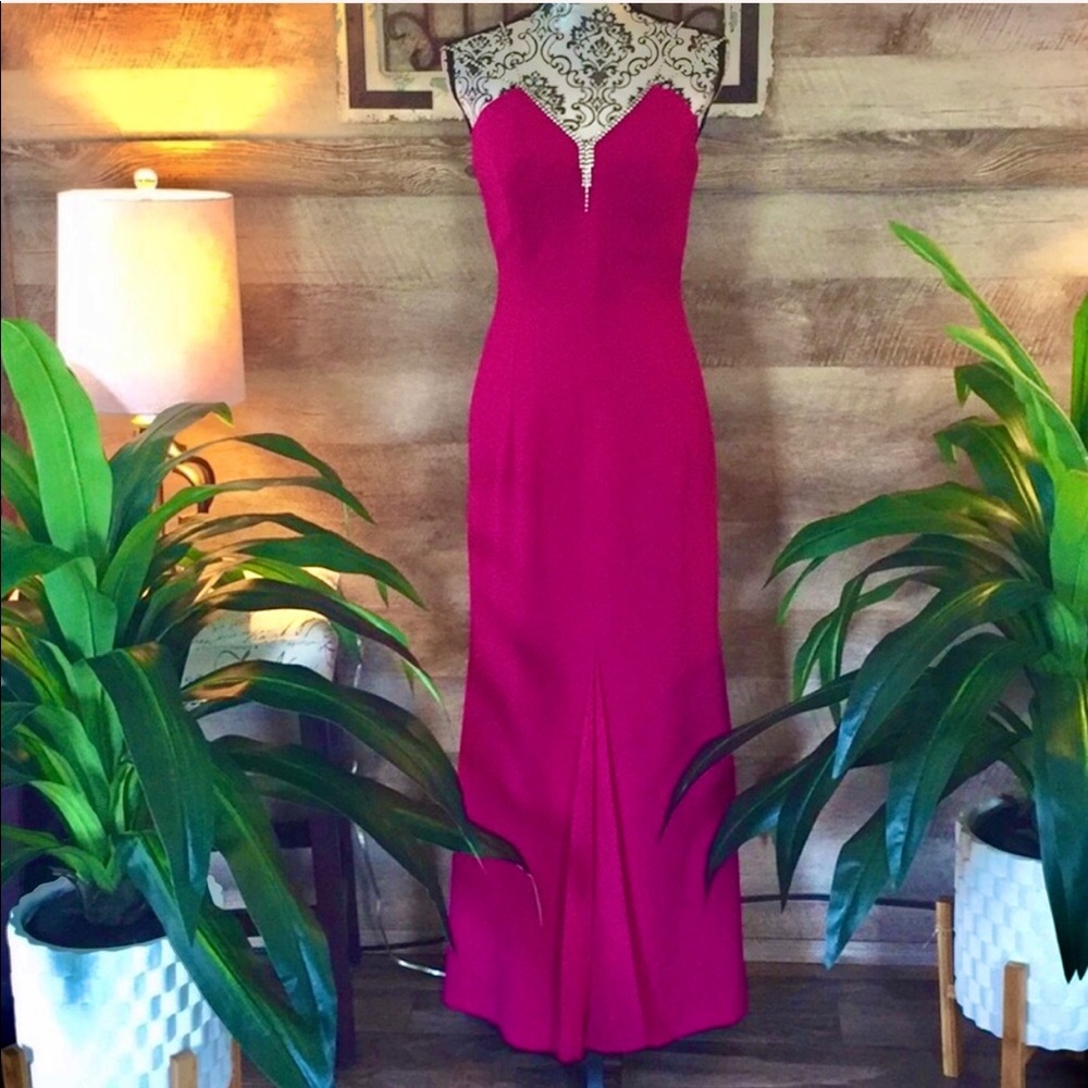 Couture Magenta Kick Flare Hem Gown